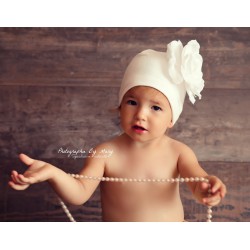 Bonnet fleur bébé/enfant en coton, modèle blanc 