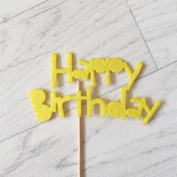 Décoration gâteau Happy Birthday, couleur au choix