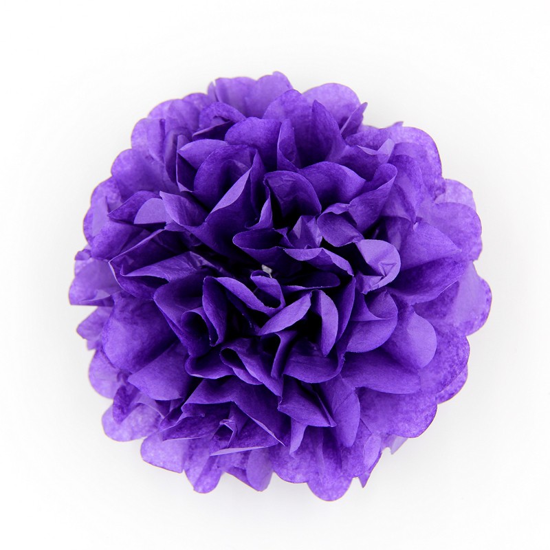 Pompon en papier de soie violet, taille au choix