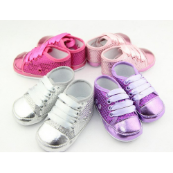 Chaussure souple basket montante bébé 0 à 12 mois, modèle strass argent 