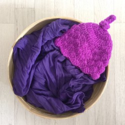 Violet. Set wrap coton + bonnet séance photo new born