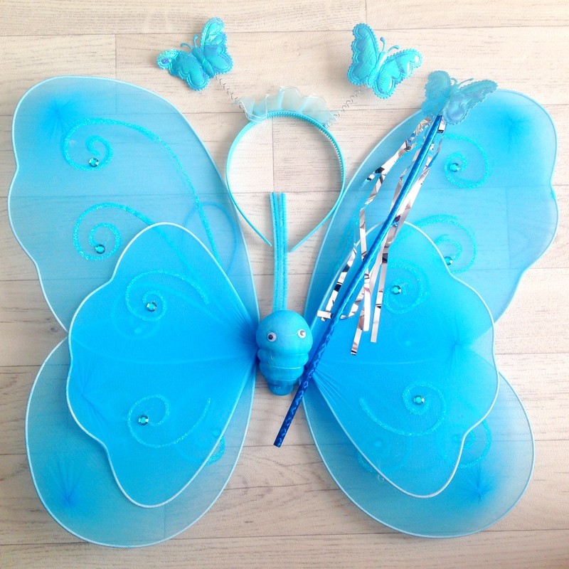 Fée Papillon strass Turquoise - Déguisement costume bébé/enfant 2 à 10 ans