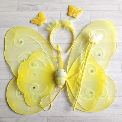 Fée Papillon strass Jaune - Déguisement costume bébé/enfant 2 à 10 ans