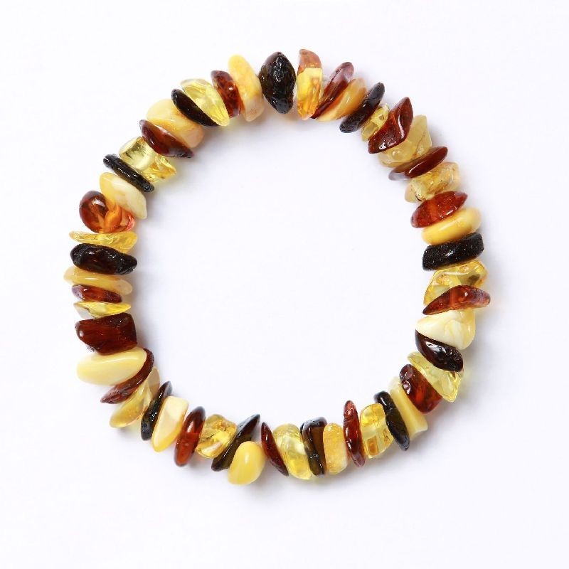 Bracelet d' Ambre élastique bébé Perles Pépites - Multicolores