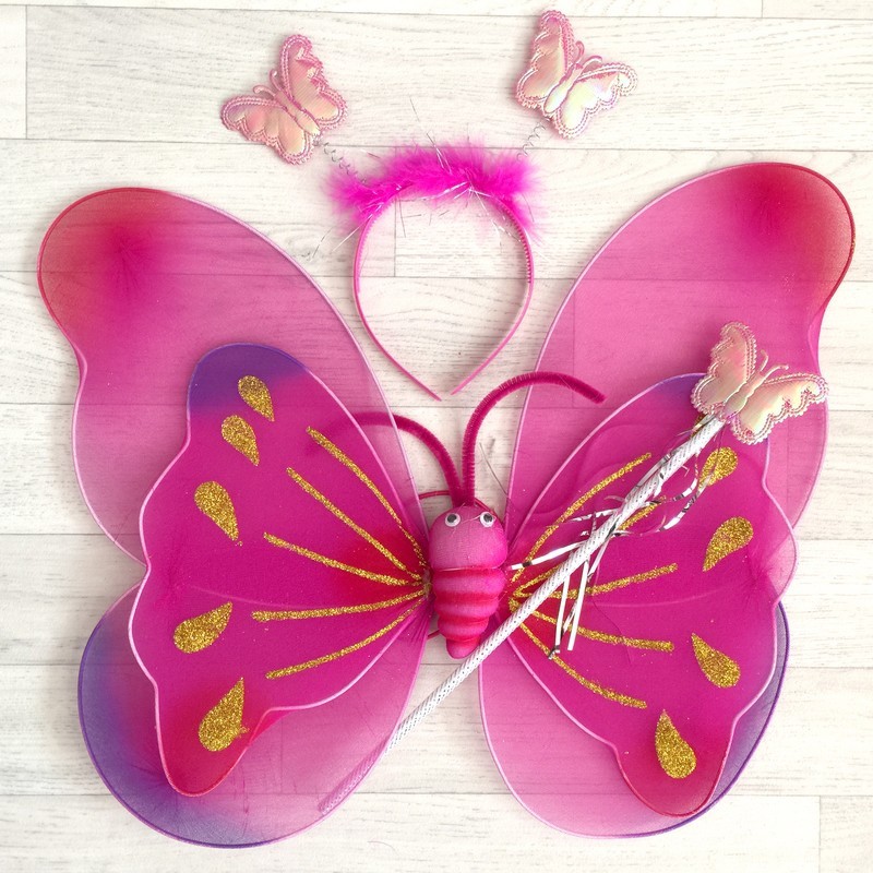 Fée Papillon fuchsia nuancé - Déguisement costume bébé/enfant 2 à 10 ans